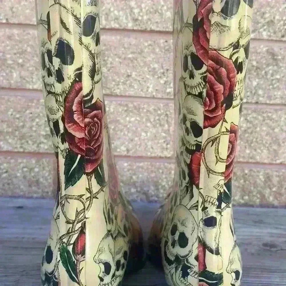 Nomad Rainboots skull/rose western boots SZ 9 - Picture 7 of 10